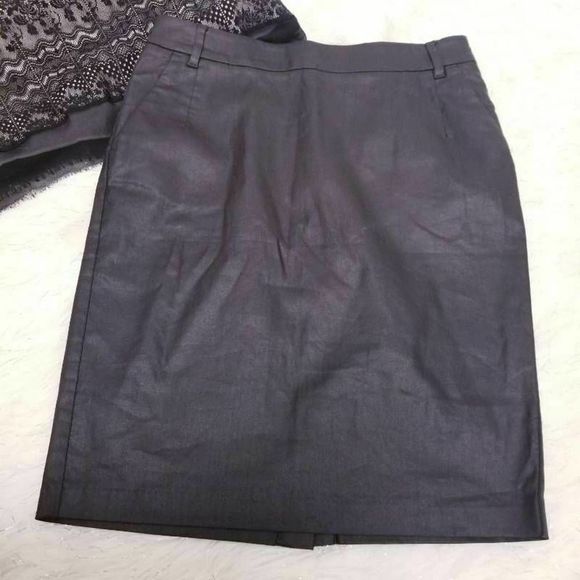 FC Jeans Pencil Skirt Black Back Slit Zipper Slash - Picture 5 of 8